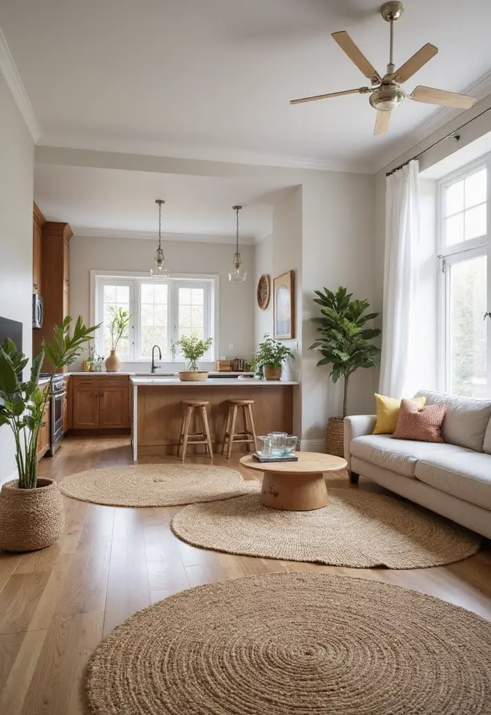 30 Home Decor Ideas Living Room and Kitchen That Blend Beautifully - 2. Natural Fiber Rugs