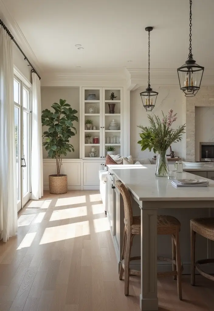 30 Home Decor Ideas Living Room and Kitchen That Blend Beautifully - 21. Customized Built-ins