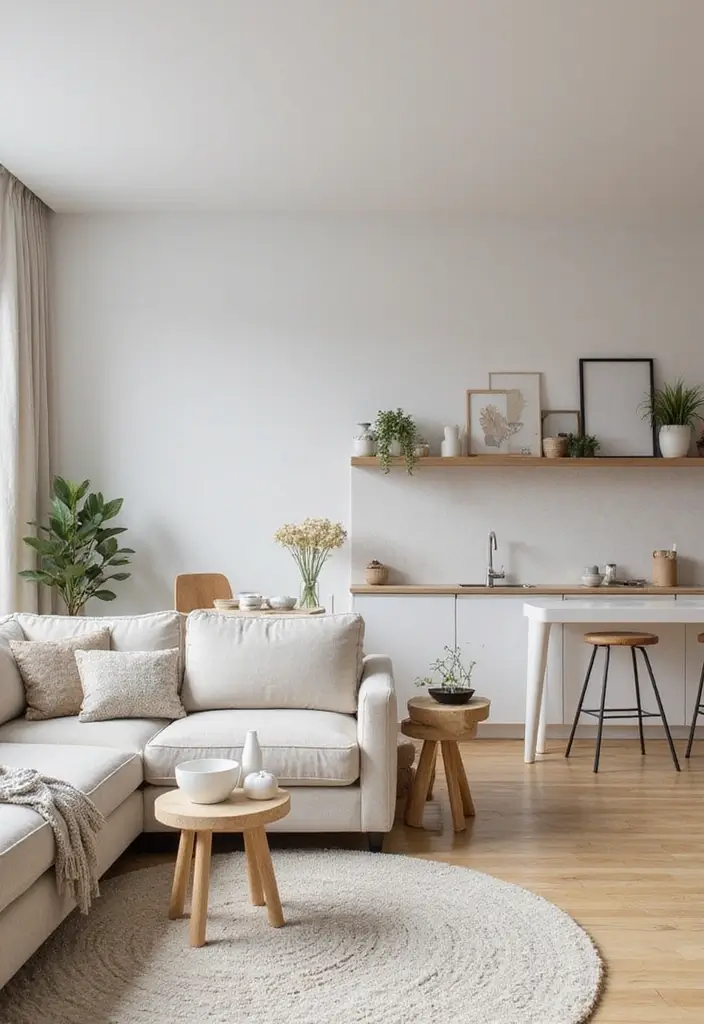 30 Home Decor Ideas Living Room and Kitchen That Blend Beautifully - 28. Minimalist Design