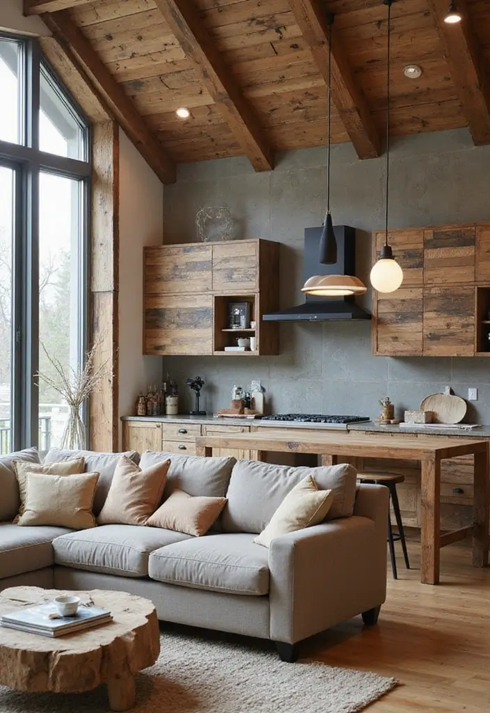30 Home Decor Ideas Living Room and Kitchen That Blend Beautifully - 6. Reclaimed Wood Accents