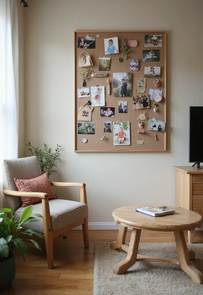 30 Home Decor Ideas for Cozy Living Rooms: Sustainable Designs for Comfort Seekers - 21. Memory Boards