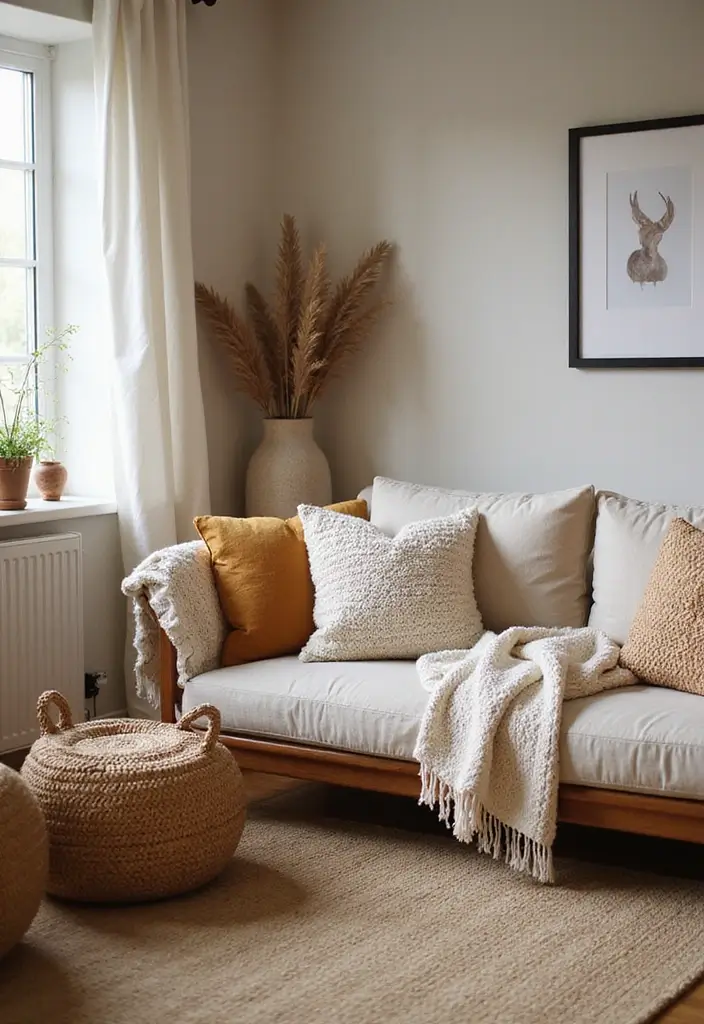 30 Home Decor Ideas for Cozy Living Rooms: Sustainable Designs for Comfort Seekers - 9. Warm Accents with Textures