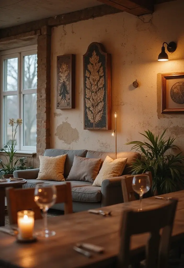 30 Romantic Date Night at Home Decor Ideas for a Cozy Evening - 18. Rustic Wall Art