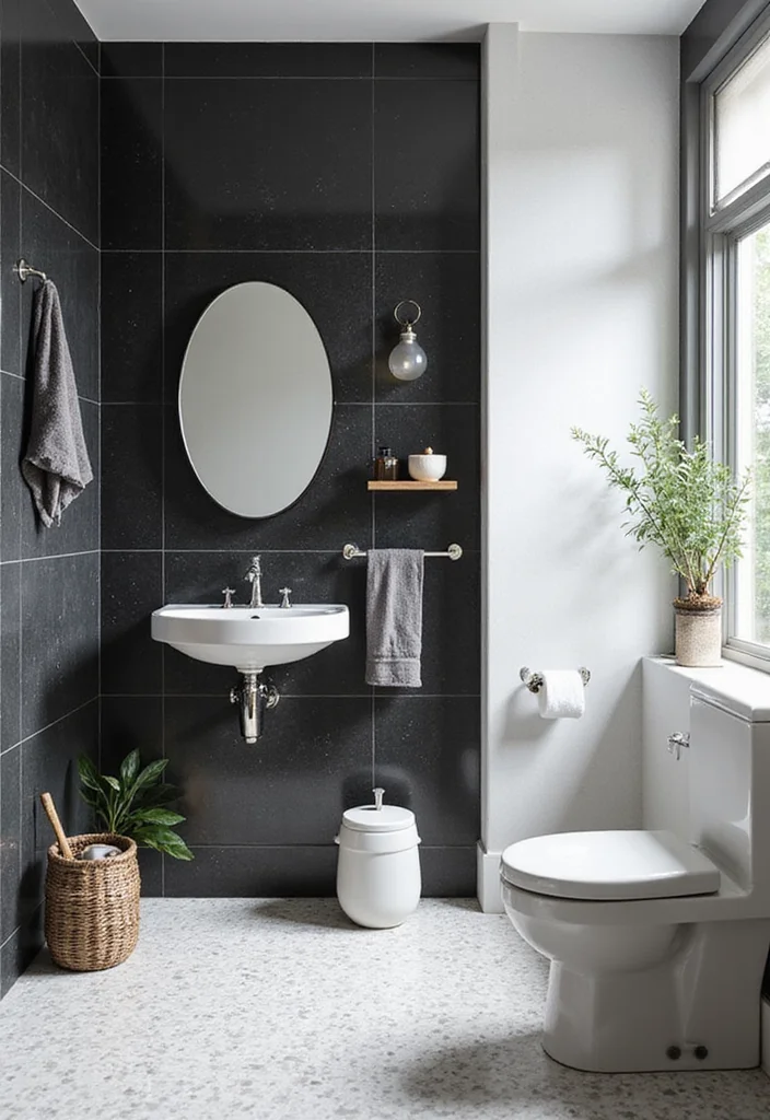 Black and White Home Decor: A Modern Guide with 18 Sleek Monochrome Inspirations - 15. Black and White Bathroom Elegance