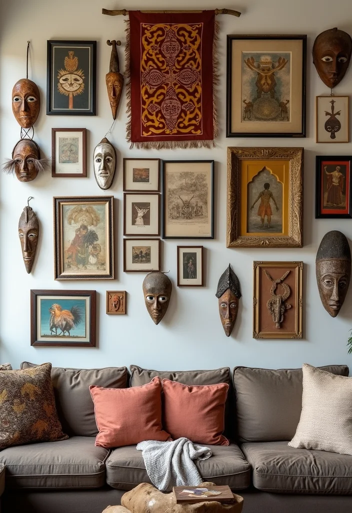 Boho Decor Ideas for the Home: A Free-Spirited Guide with 18 Warm & Whimsical Inspirations - 2. Ethnic Wall Art to Tell Your Story