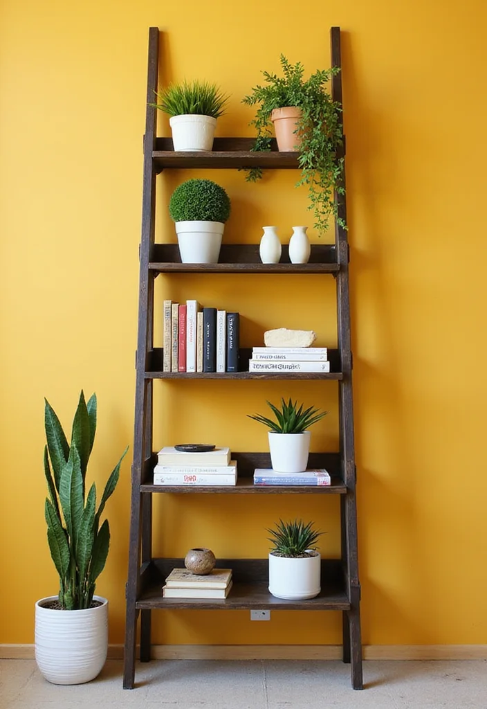 Cheap DIY Home Decor Easy Creative: A Savvy Guide with 17 Simple Crafting Inspirations - 9. Decorative Ladder Shelf