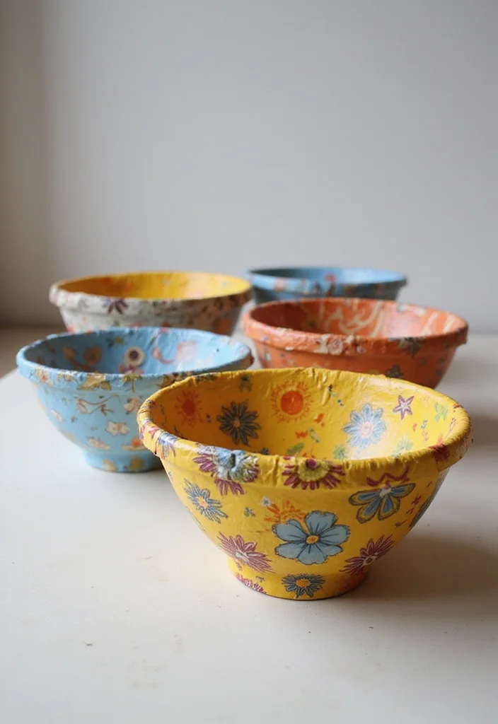 Crafts for Adults Home Decor: A Stylish Guide with 20 Sophisticated DIY Inspirations - 10. Paper Mâché Bowls