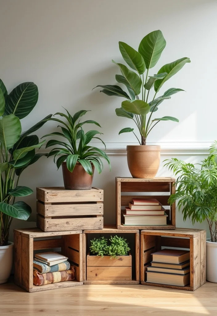 Crafts for Adults Home Decor: A Stylish Guide with 20 Sophisticated DIY Inspirations - 12. Painted Wooden Crates