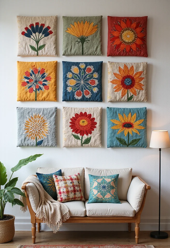 Crafts for Adults Home Decor: A Stylish Guide with 20 Sophisticated DIY Inspirations - 3. Upcycled Fabric Wall Art