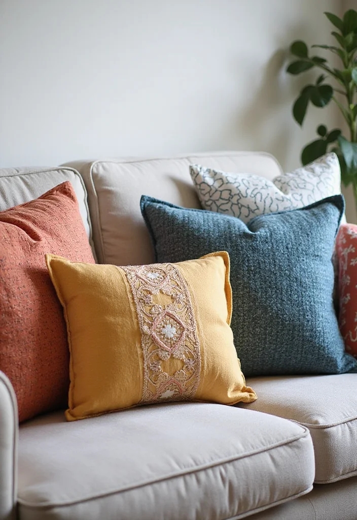 Cute Home Decor Ideas Living Room: A Delightful Guide with 18 Cozy & Charming Inspirations - 1. Vibrant Throw Pillows