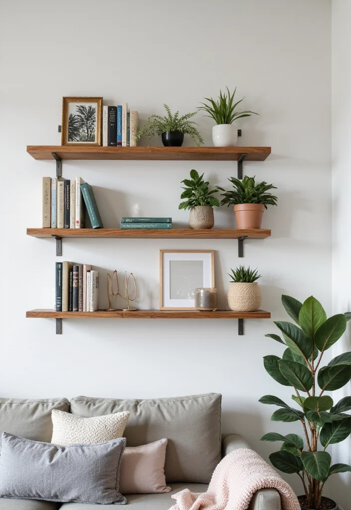 Cute Home Decor Ideas Living Room: A Delightful Guide with 18 Cozy & Charming Inspirations - 7. Artistic Shelving