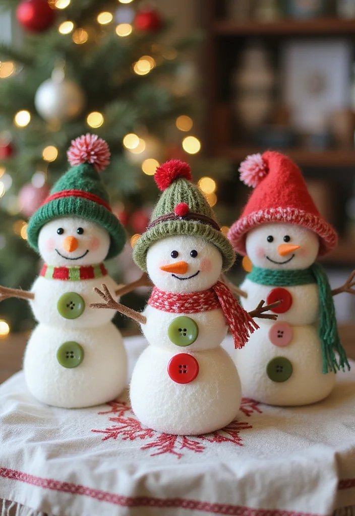 DIY Christmas Decorations for Home Decor: A Festive Guide with 20 Cozy Holiday Inspirations - 16. Button Snowmen Decor
