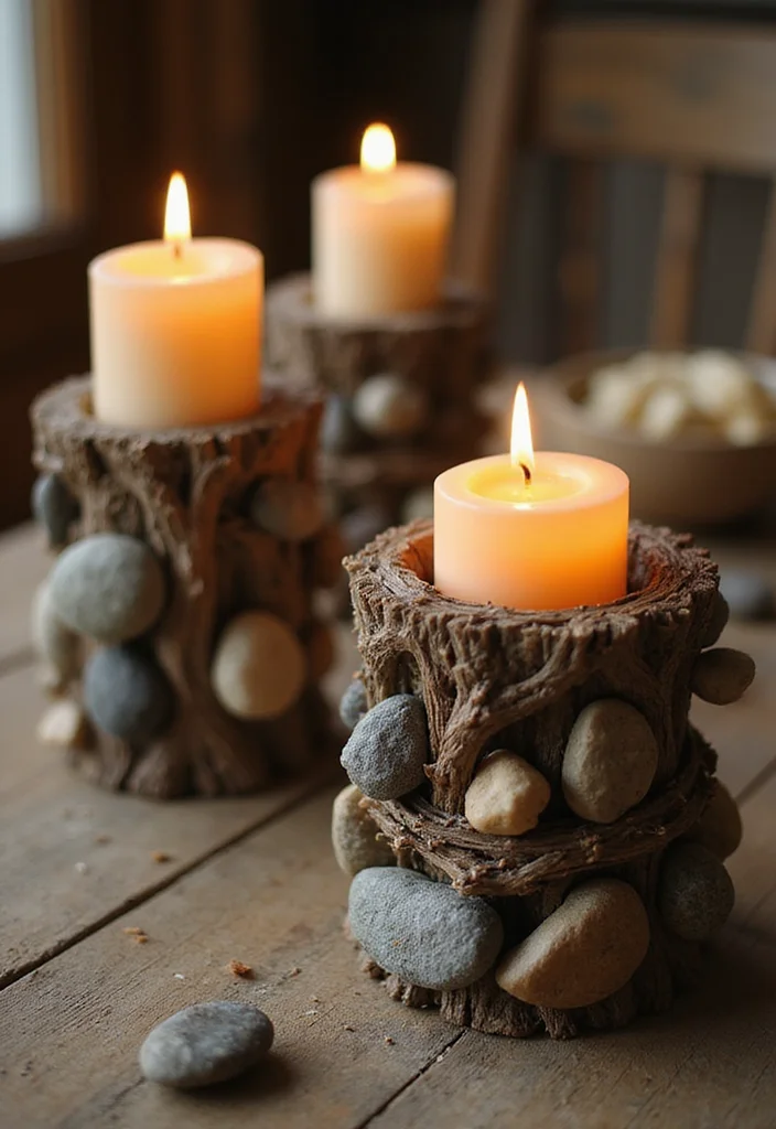 DIY Crafts for Home Decor: A Creative Guide with 17 Easy Handmade Inspirations - 9. Nature-Inspired Candle Holders