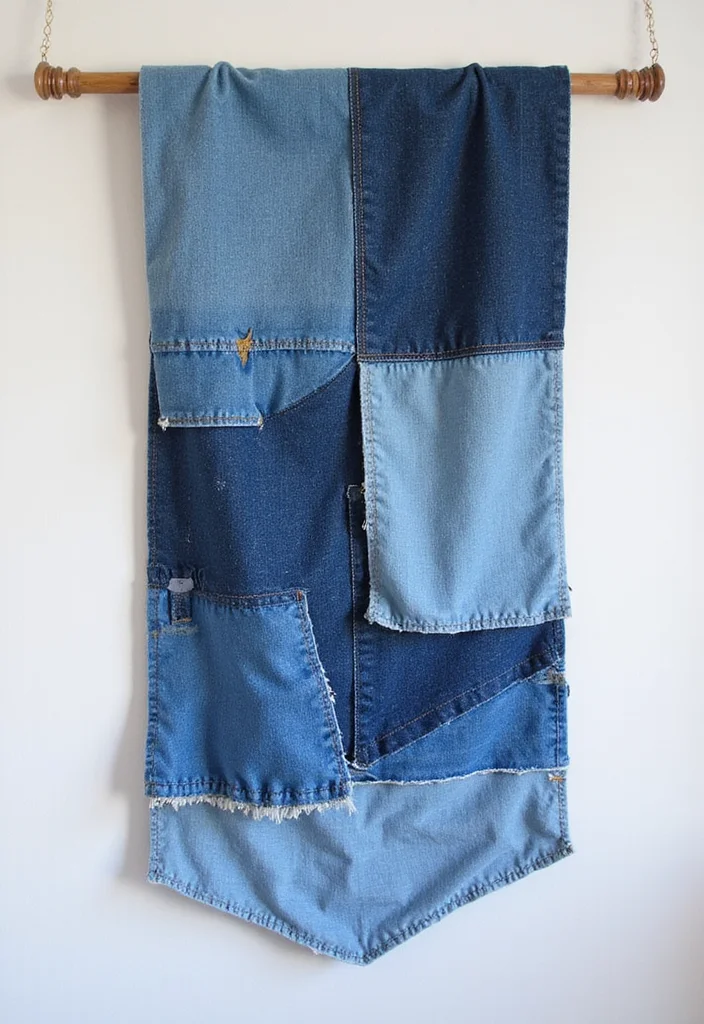 DIY Creative Crafts Home Decor: A Handmade Guide with 17 Charming Craft Inspirations - 1. Upcycled Denim Wall Hanging