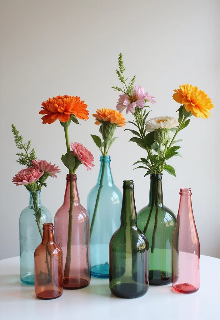 DIY Creative Crafts Home Decor: A Handmade Guide with 17 Charming Craft Inspirations - 5. Recycled Glass Bottle Vases