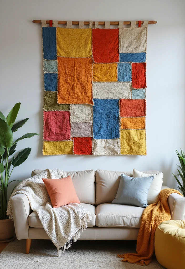 DIY Home Decor Easy Creative: A Simple Guide with 20 Beginner-Friendly Craft Inspirations - 3. Fabric Scrap Wall Hanging