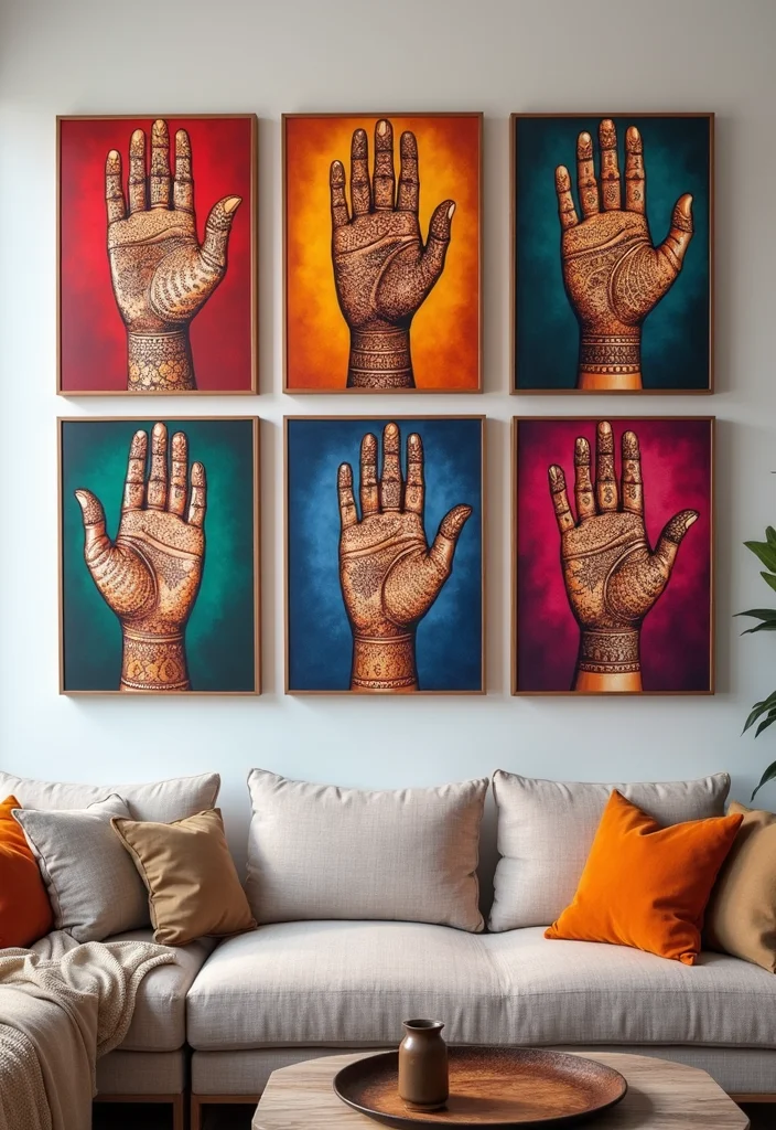 DIY Mehendi Decor Ideas at Home: A Traditional Guide with 19 Colorful Celebration Inspirations - 13. Mehendi Inspired Wall Art