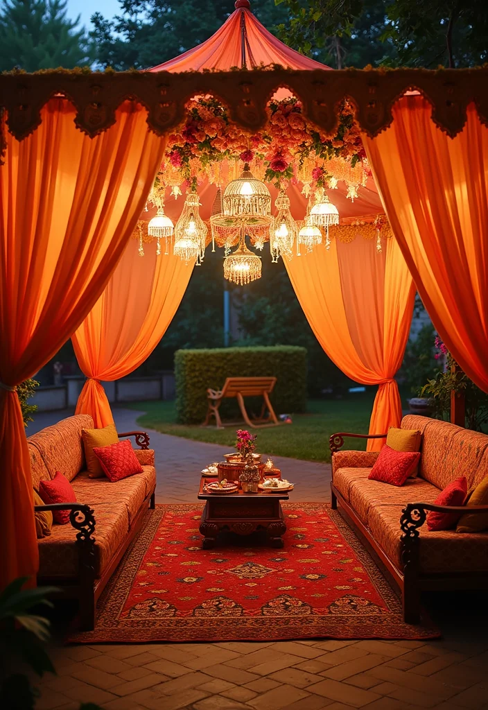 DIY Mehendi Decor Ideas at Home: A Traditional Guide with 19 Colorful Celebration Inspirations - 6. Decorative Mehendi Tents