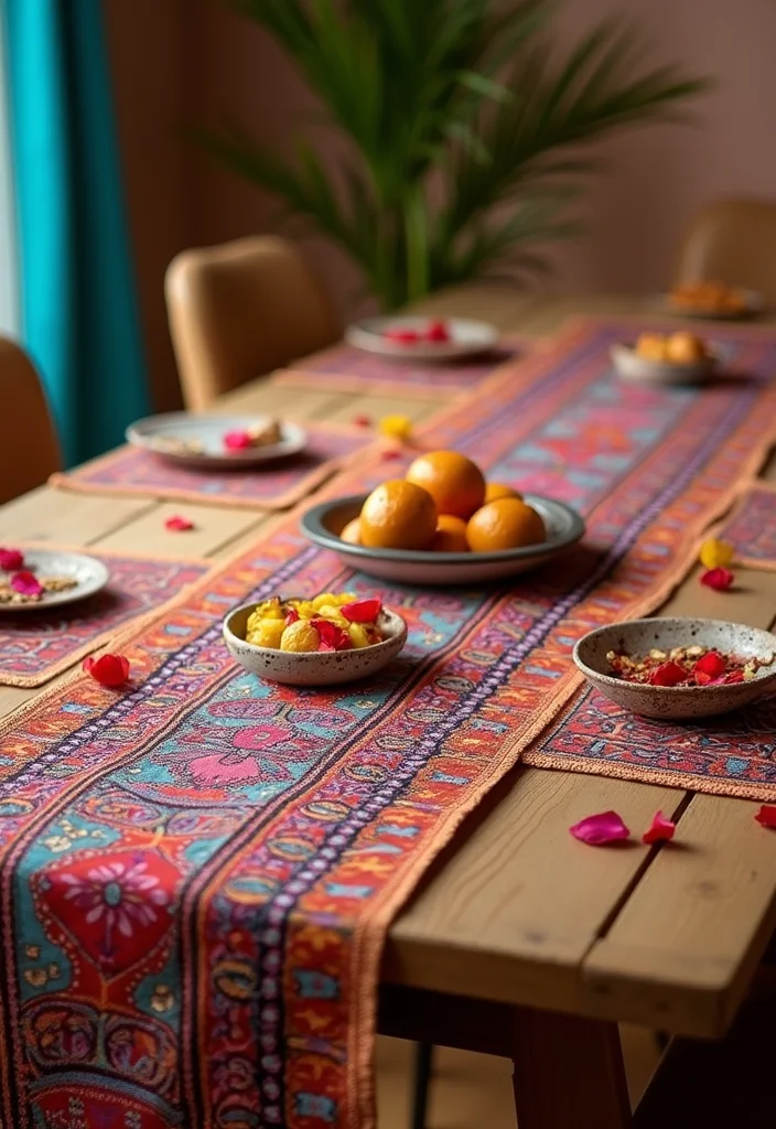 Dining Table Decor Indian Home: A Cultural Guide with 20 Elegant Dining Inspirations - 1. The Ethnic Table Runner