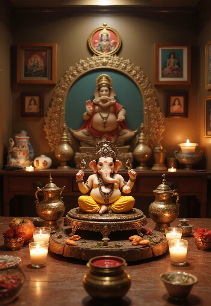 Ganesh Decoration Ideas Home Decor: A Spiritual Guide with 20 Auspicious Festive Inspirations - 10. Ganesh Prayer Corner
