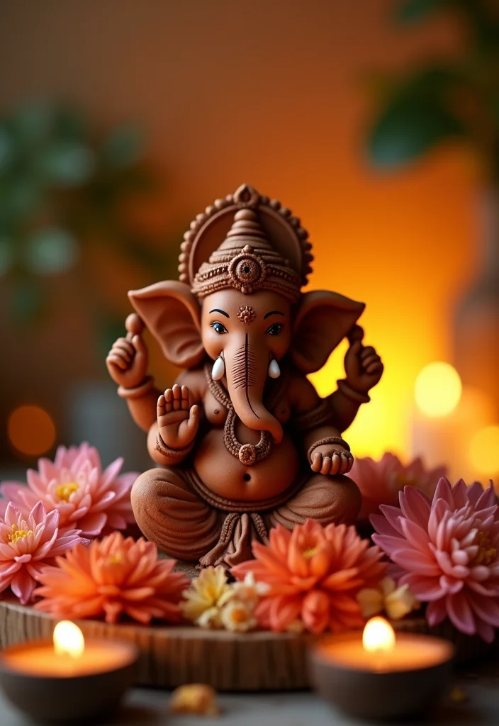 Ganesha Decoration Ideas Home Decor: A Traditional Guide with 20 Festival-Ready Inspirations - 1. Eco-Friendly Ganesha Idols