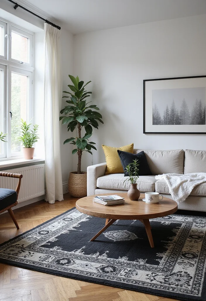 Home Decor Ideas Black and White: A Minimalist Guide with 17 Elegant Monochrome Inspirations - 15. Sophisticated Monochrome Rugs