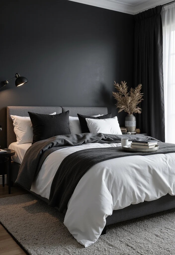 Home Decor Ideas Black and White: A Minimalist Guide with 17 Elegant Monochrome Inspirations - 16. Minimalist Monochrome Bedroom