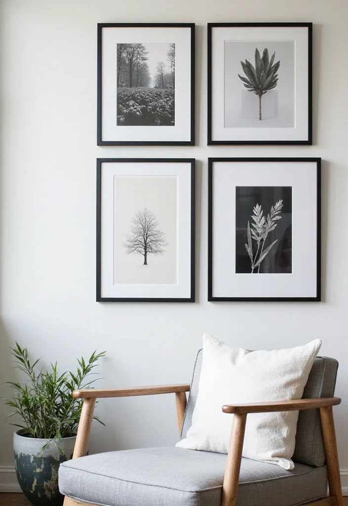 Home Decor Ideas Black and White: A Minimalist Guide with 17 Elegant Monochrome Inspirations - 4. Monochrome Gallery Wall