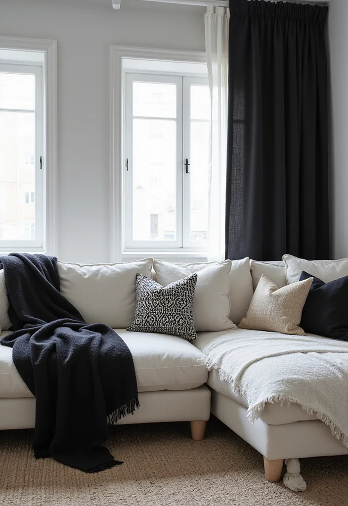 Home Decor Ideas Black and White: A Minimalist Guide with 17 Elegant Monochrome Inspirations - 6. Elegant Black and White Textiles