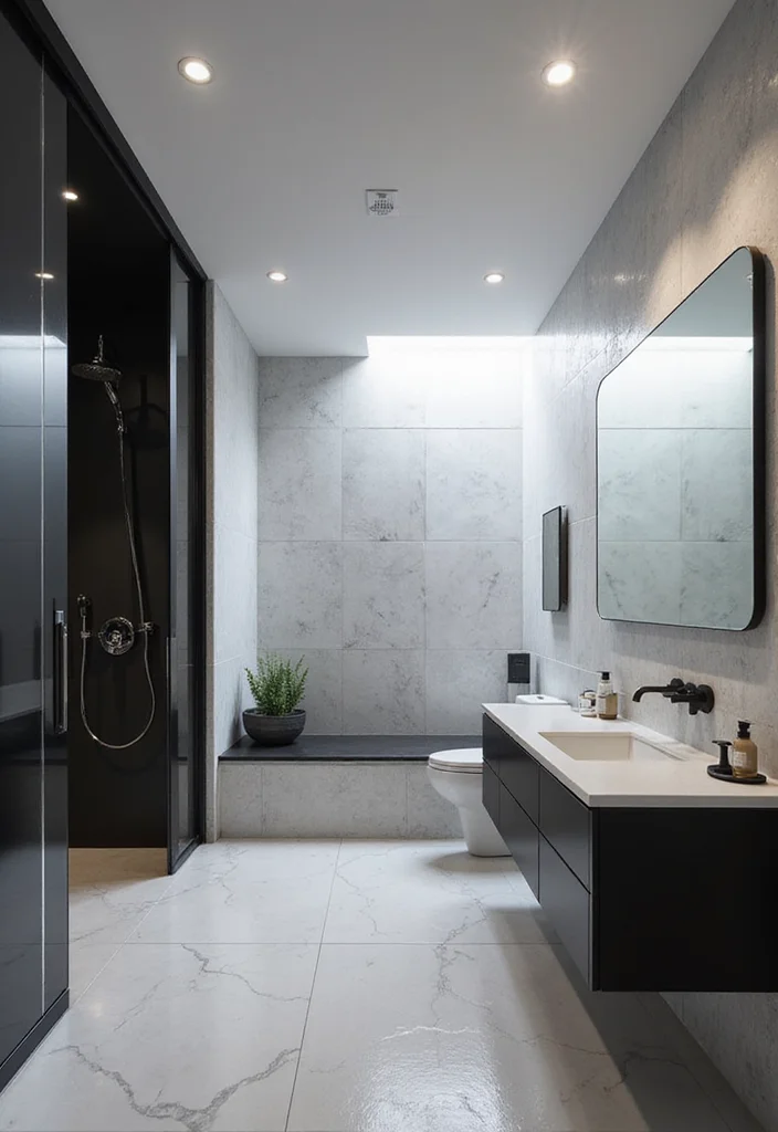 Home Decor Ideas Black and White: A Minimalist Guide with 17 Elegant Monochrome Inspirations - 9. Black and White Bathroom Bliss