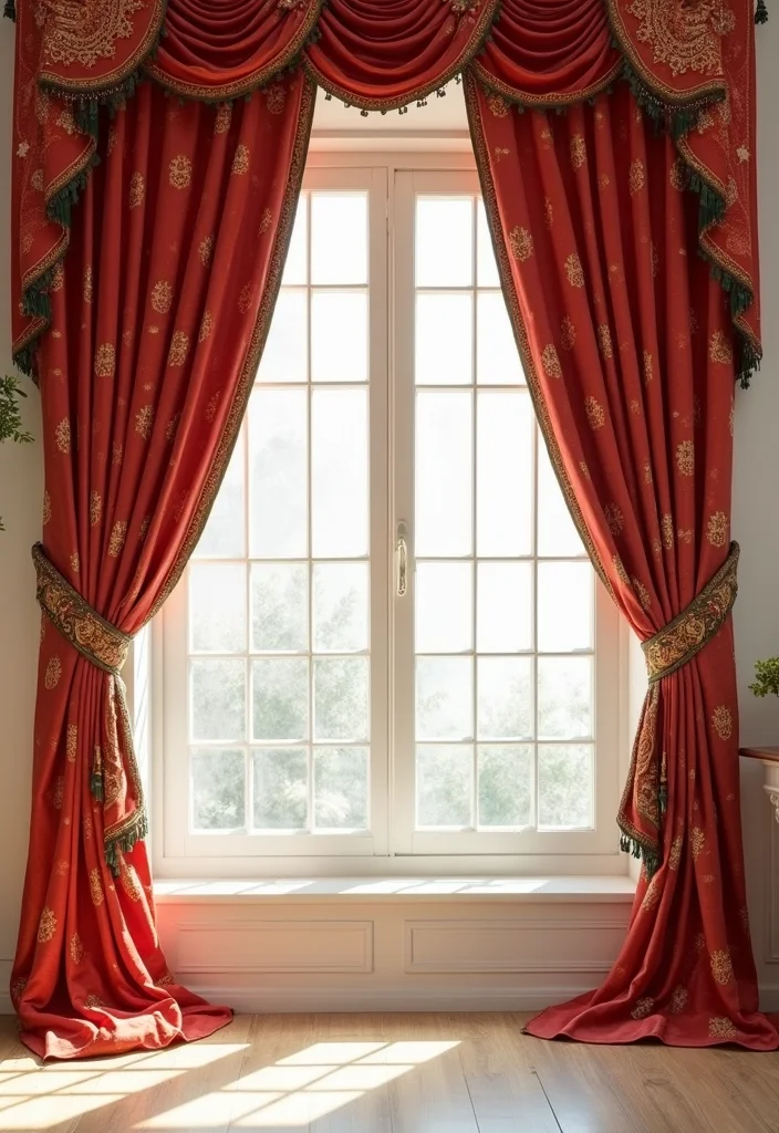 Home Decor Ideas Indian Style: A Vibrant Guide with 19 Cultural Interior Inspirations - 6. Richly Colored Curtains