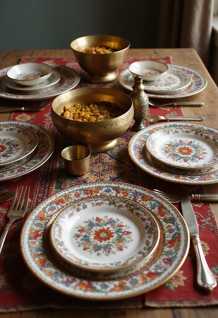 Home Decor Ideas Indian Style: A Vibrant Guide with 19 Cultural Interior Inspirations - 7. Ethnic Tableware