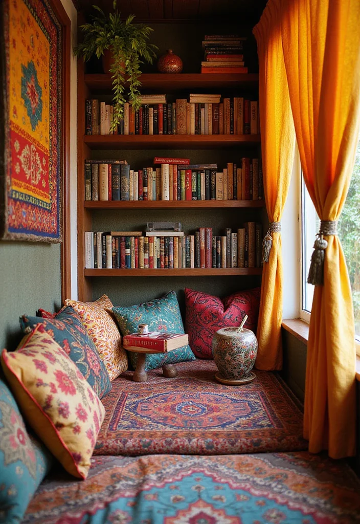 Home Decor Ideas Indian Style: A Vibrant Guide with 19 Cultural Interior Inspirations - 9. Cozy Reading Nooks