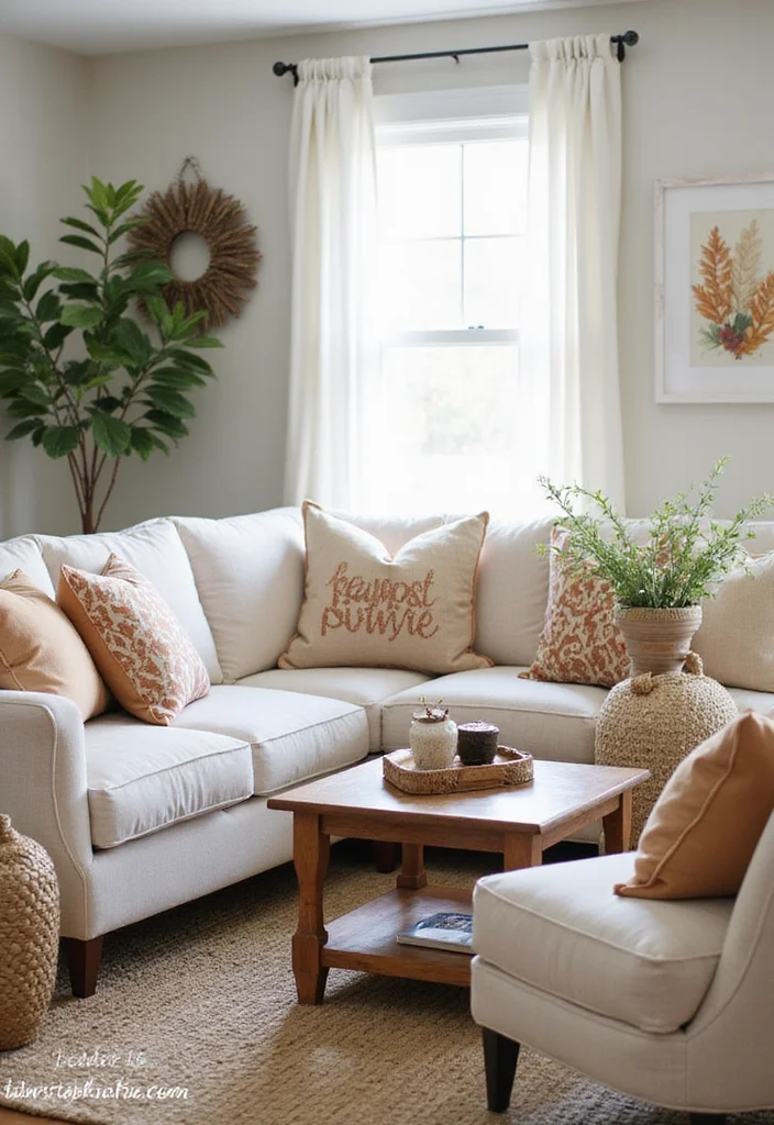 Home Decor Ideas Living Room: A Cozy Guide with 19 Versatile Styling Inspirations - 16. Seasonal Accents