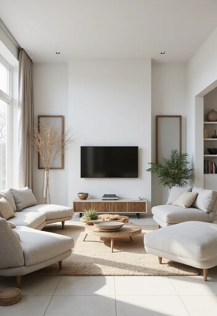 Home Decor Ideas Living Room: A Cozy Guide with 19 Versatile Styling Inspirations - 7. Modern Minimalist Layout
