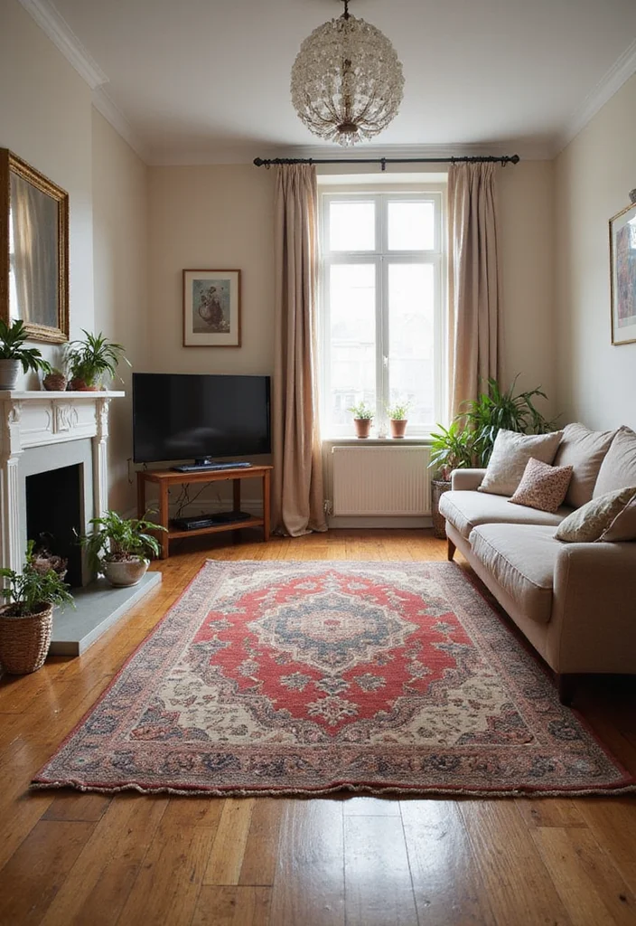 Home Decor Inspiration Living Room: A Comfort-Driven Guide with 18 Cozy Styling Inspirations - 14. Use Statement Rugs