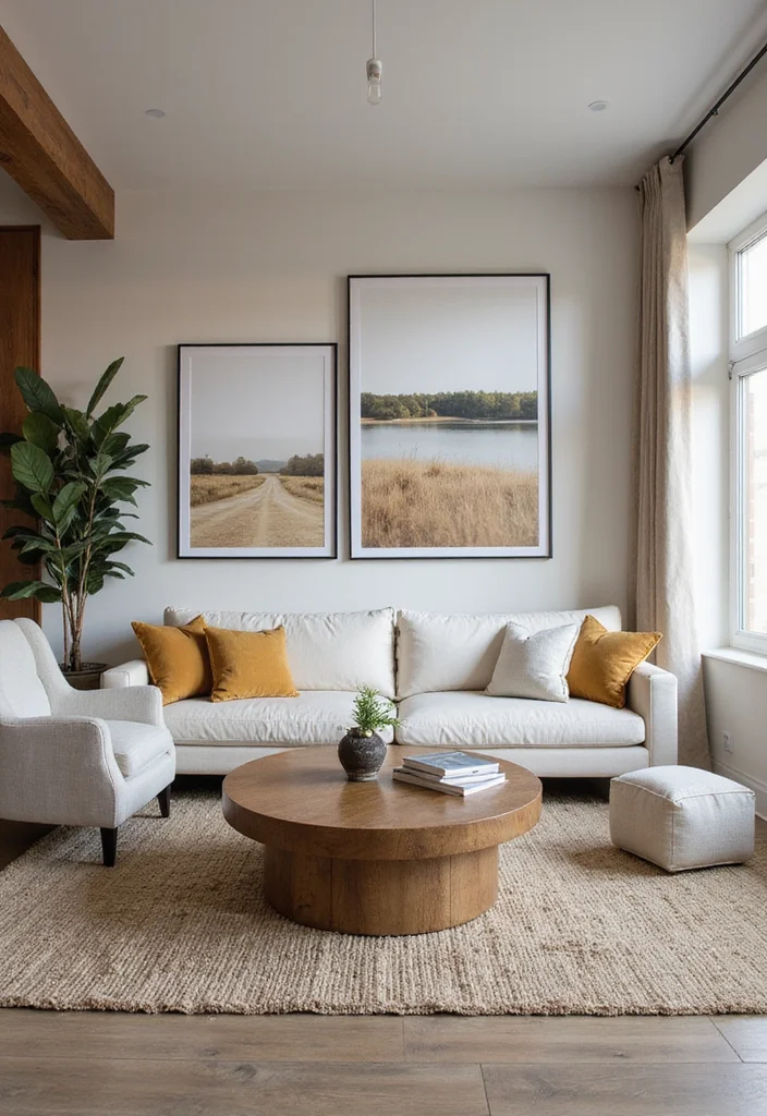 Home Decor Inspiration Living Room: A Comfort-Driven Guide with 18 Cozy Styling Inspirations - 6. Use Large-Scale Art