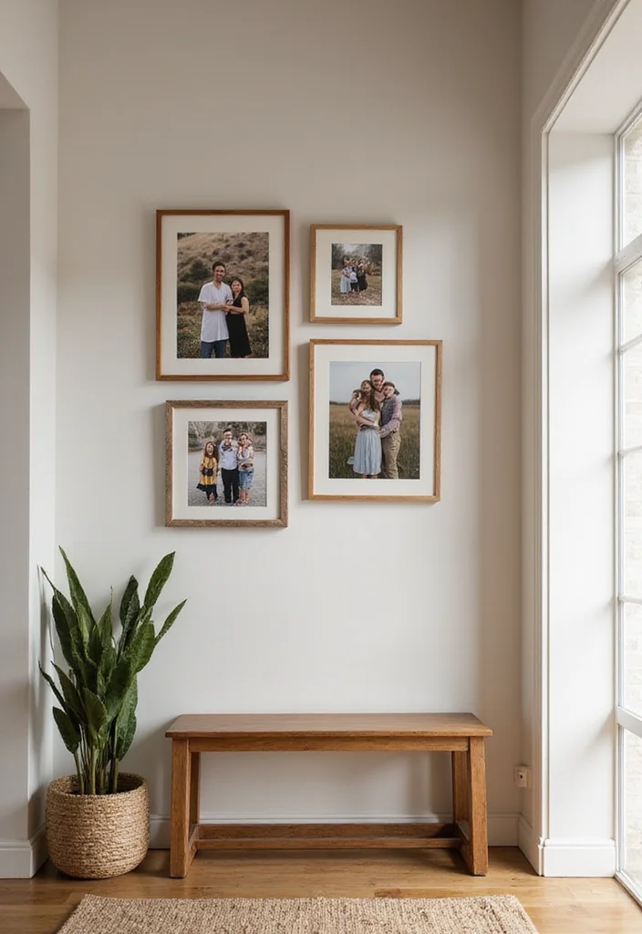 Home Entrance Decor: A Welcoming Guide with 19 Elegant Entryway Inspirations - 18. Personalized Family Photo Display