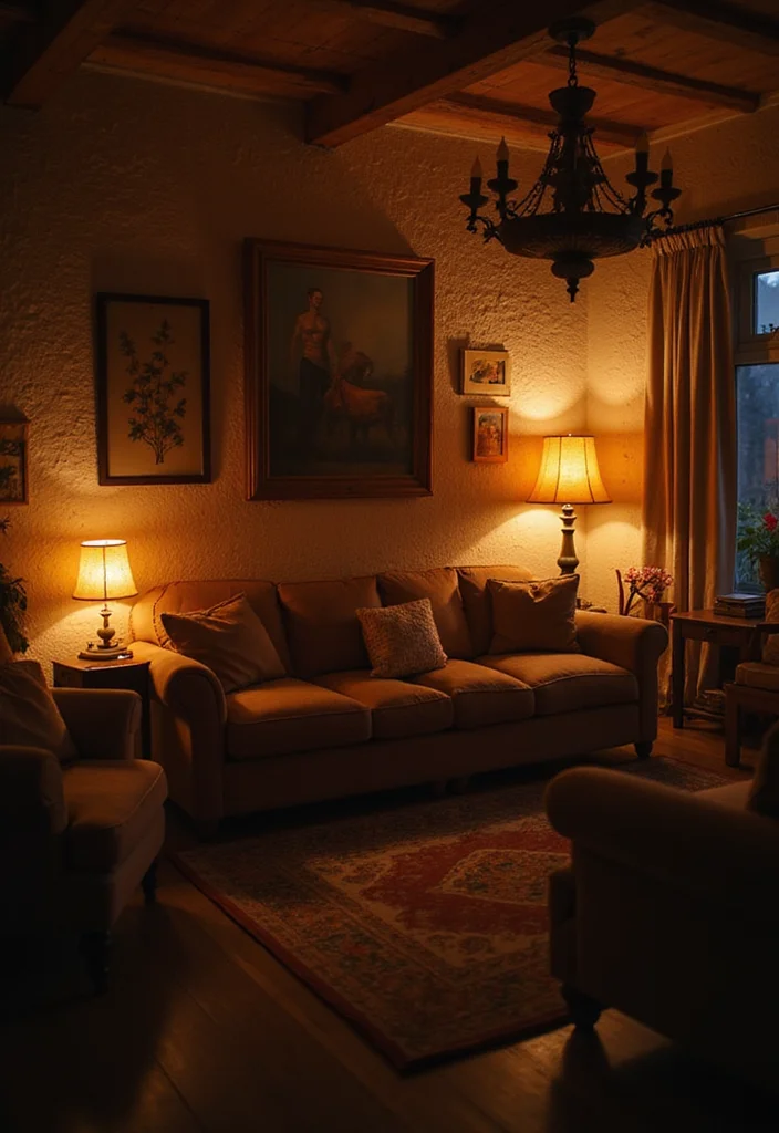 Home Living Room Decor Ideas: A Cozy Guide with 18 Welcoming Interior Inspirations - 6. Use Soft, Warm Lighting