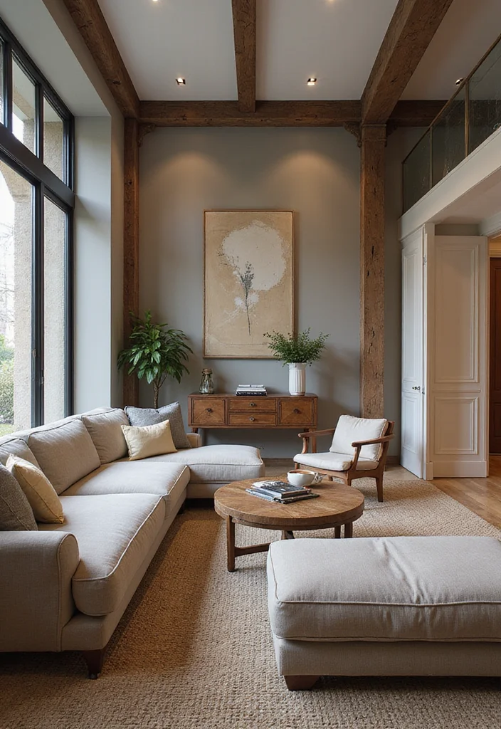 Home Living Room Decor Ideas: A Cozy Guide with 18 Welcoming Interior Inspirations - 7. Mix Modern and Rustic Elements