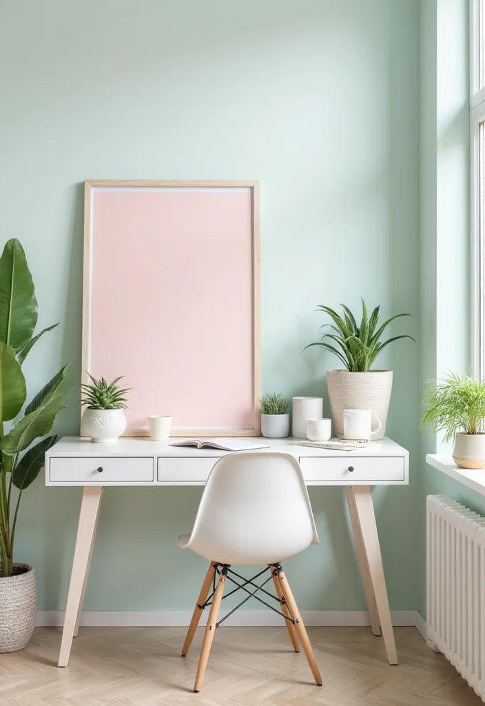Home Office Decor for Women: A Chic Guide with 19 Feminine Workspace Inspirations - 1. Soft Pastels for a Calm Vibe