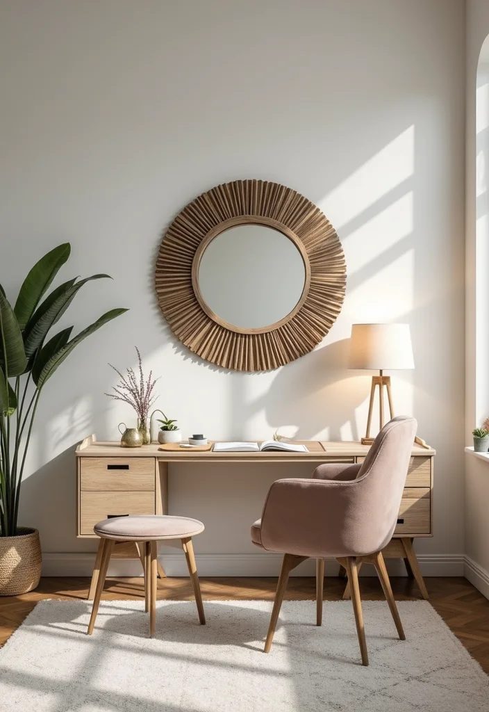 Home Office Decor for Women: A Chic Guide with 19 Feminine Workspace Inspirations - 18. Use of Mirrors to Enhance Space