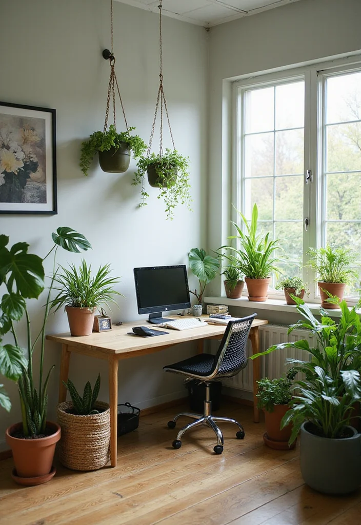 Home Office Decor for Women: A Chic Guide with 19 Feminine Workspace Inspirations - 6. Greenery to Freshen the Air