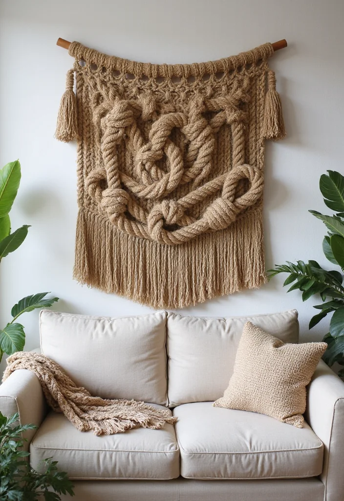 Jute Rope Crafts Home Decor: A Natural Guide with 17 Rustic Crafting Inspirations - 1. Jute Rope Wall Hanging