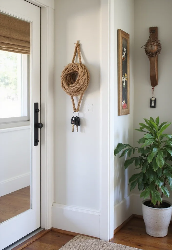 Jute Rope Crafts Home Decor: A Natural Guide with 17 Rustic Crafting Inspirations - 10. Jute Rope Key Holders