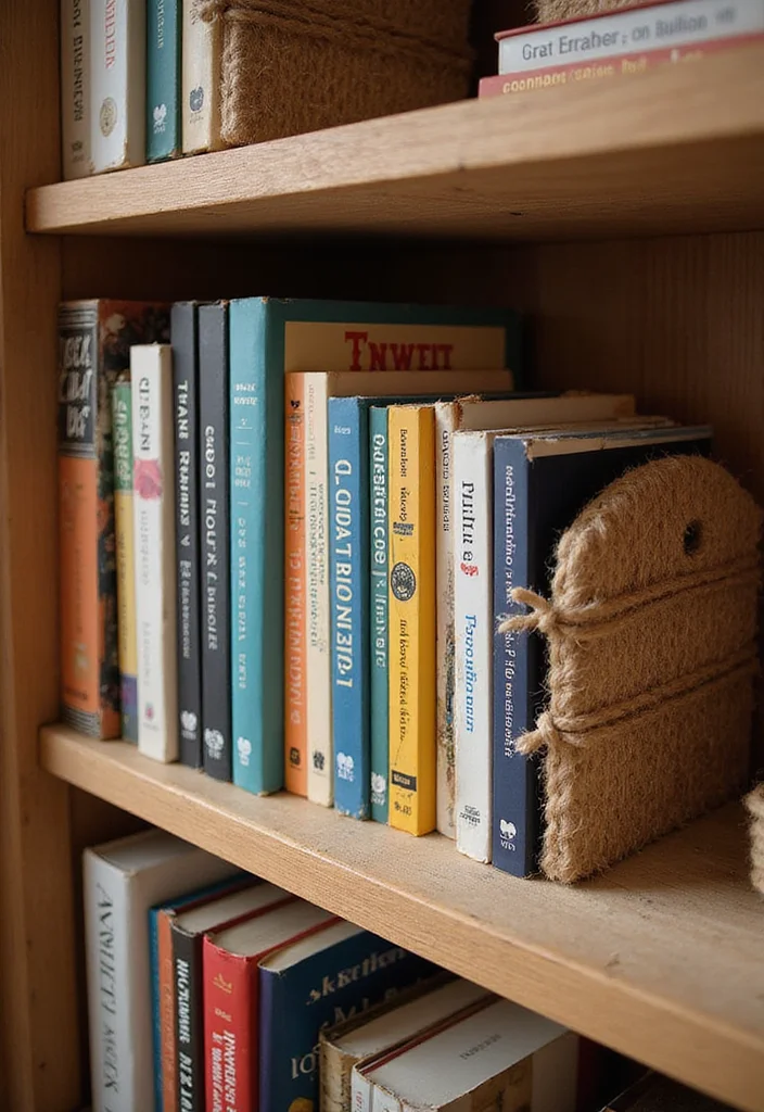 Jute Rope Crafts Home Decor: A Natural Guide with 17 Rustic Crafting Inspirations - 13. Jute Rope Shelf Bookends