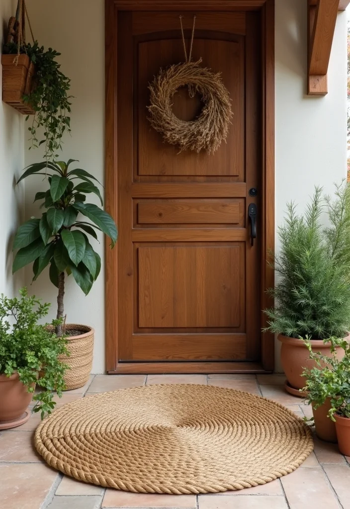 Jute Rope Crafts Home Decor: A Natural Guide with 17 Rustic Crafting Inspirations - 15. Jute Rope Door Mat