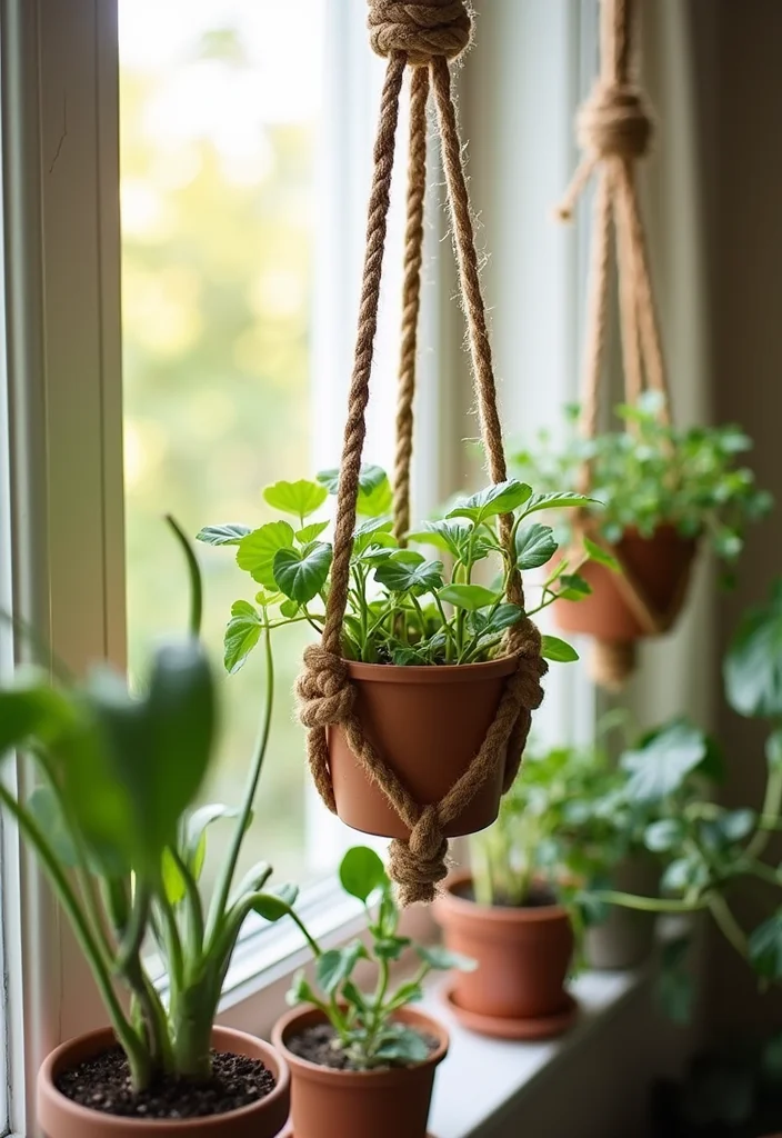 Jute Rope Crafts Home Decor: A Natural Guide with 17 Rustic Crafting Inspirations - 2. Jute Rope Plant Hangers