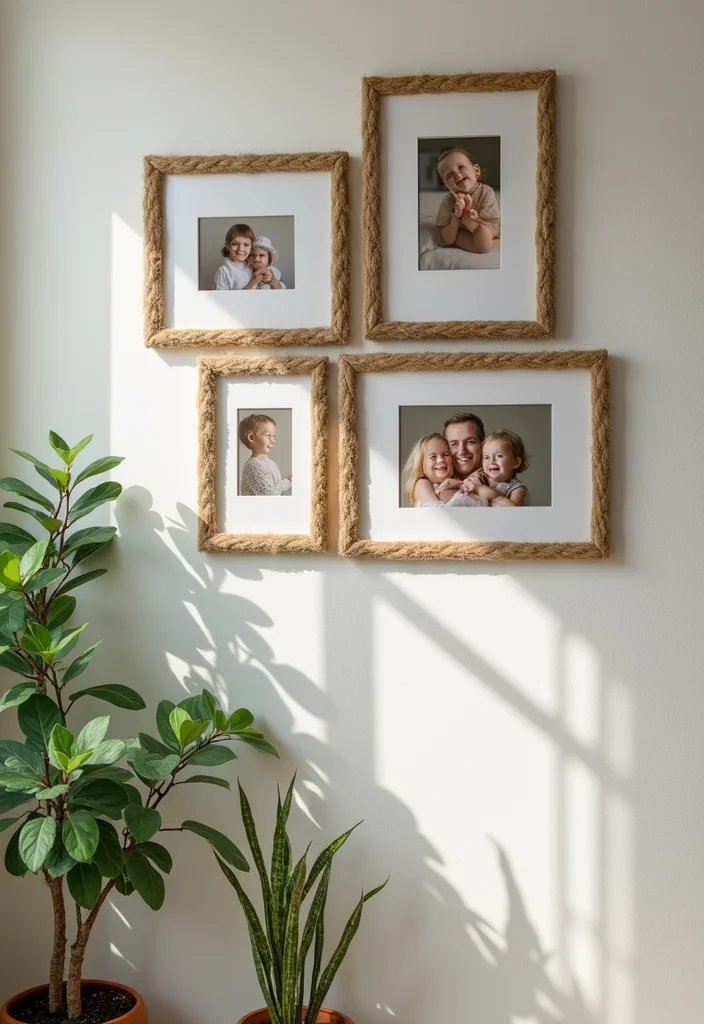 Jute Rope Crafts Home Decor: A Natural Guide with 17 Rustic Crafting Inspirations - 5. Jute Rope Picture Frames
