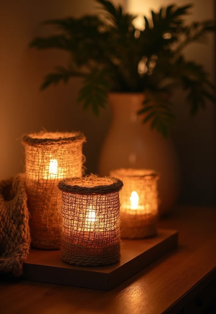 Jute Rope Crafts Home Decor: A Natural Guide with 17 Rustic Crafting Inspirations - 6. Jute Rope Candle Holders